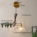 GobekUsa Clear Glass LED Wall Lights with Adjustable Pull Chain Switch