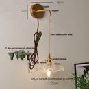 GobekUsa Clear Glass LED Wall Lights with Adjustable Pull Chain Switch