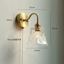 GobekUsa Copper Wall Sconce Glass Nordic Wall Lamp LED Pull Chain Switch
