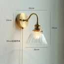 GobekUsa Copper Wall Sconce Glass Nordic Wall Lamp LED Pull Chain Switch