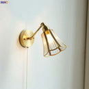 GobekUsa Copper Wall Sconce Glass Nordic Wall Lamp LED Pull Chain Switch