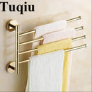 GobekUsa Copper Swivel Towel Bars Wall Mounted Bathroom Towel Holder Rack Gold 32cm
