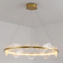 GobekUsa Frost Texture LED Ring Chandelier for Living Room Office Ceiling
