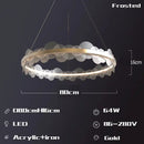 GobekUsa Frost Texture LED Ring Chandelier for Living Room Office Ceiling