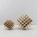 GobekUsa Geometric Block Metal Sculpture Abstract Square Decor Figurines, Home Decor Accessories