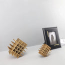 GobekUsa Geometric Block Metal Sculpture Abstract Square Decor Figurines, Home Decor Accessories