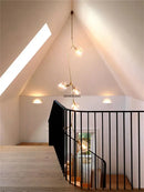 GobekUsa Glass Branching Staircase Chandelier with LED Multi-Color Lampshades.