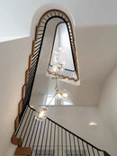 GobekUsa Glass Branching Staircase Chandelier with LED Multi-Color Lampshades.