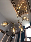 GobekUsa Glass Branching Staircase Chandelier with LED Multi-Color Lampshades.