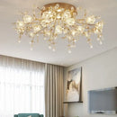 GobekUsa Glass Flower Chandelier Ceiling Lamp - Nordic Crystal Branch Tree Lighting for Living Room and Bedroom
