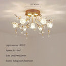 GobekUsa Glass Flower Chandelier Ceiling Lamp - Nordic Crystal Branch Tree Lighting for Living Room and Bedroom