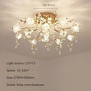 GobekUsa Glass Flower Chandelier Ceiling Lamp - Nordic Crystal Branch Tree Lighting for Living Room and Bedroom