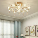 GobekUsa Glass Flower Chandelier Ceiling Lamp - Nordic Crystal Branch Tree Lighting for Living Room and Bedroom