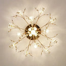 GobekUsa Glass Flower Chandelier Ceiling Lamp - Nordic Crystal Branch Tree Lighting for Living Room and Bedroom