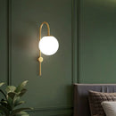 GobekUsa Gold Gooseneck Arm Wall Sconce with Cream Glass Globe - Postmodern 1-Bulb Wall Lamp