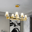 GobekUsa Gold Gridded Crystal Island Pendant Light with 6 Traditional Bulbs for Dining Room