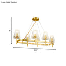 GobekUsa Gold Gridded Crystal Island Pendant Light with 6 Traditional Bulbs for Dining Room