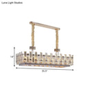 GobekUsa 12-Bulb Gold Island Light with Clear Crystal Blocks – Contemporary Rectangular Hanging Lamp