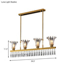 GobekUsa Gold Island Light with Clear Crystal Glass and 4 Bulbs