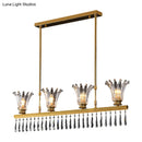 GobekUsa Gold Island Light with Clear Crystal Glass and 4 Bulbs