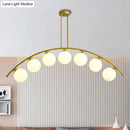 GobekUsa Gold Island Pendant with Clear/White Shade and Curvy Design - Perfect for Modern Kitchens (3/5/7 Lights)