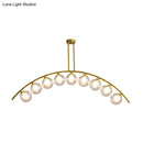 GobekUsa Gold Island Pendant with Clear/White Shade and Curvy Design - Perfect for Modern Kitchens (3/5/7 Lights)