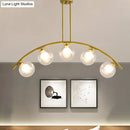 GobekUsa Gold Island Pendant with Clear/White Shade and Curvy Design - Perfect for Modern Kitchens (3/5/7 Lights)