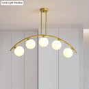 GobekUsa Gold Island Pendant with Clear/White Shade and Curvy Design - Perfect for Modern Kitchens (3/5/7 Lights)