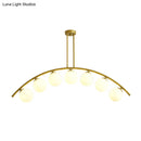 GobekUsa Gold Island Pendant with Clear/White Shade and Curvy Design - Perfect for Modern Kitchens (3/5/7 Lights)