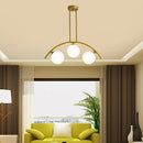 GobekUsa Gold Island Pendant with Clear/White Shade and Curvy Design - Perfect for Modern Kitchens (3/5/7 Lights)