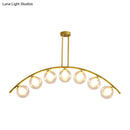 GobekUsa Gold Island Pendant with Clear/White Shade and Curvy Design - Perfect for Modern Kitchens (3/5/7 Lights)
