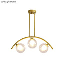 GobekUsa Gold Island Pendant with Clear/White Shade and Curvy Design - Perfect for Modern Kitchens (3/5/7 Lights)