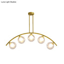 GobekUsa Gold Island Pendant with Clear/White Shade and Curvy Design - Perfect for Modern Kitchens (3/5/7 Lights)