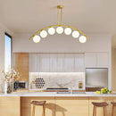 GobekUsa Gold Island Pendant with Clear/White Shade and Curvy Design - Perfect for Modern Kitchens (3/5/7 Lights)