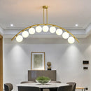 GobekUsa Gold Island Pendant with Clear/White Shade and Curvy Design - Perfect for Modern Kitchens (3/5/7 Lights)