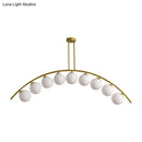 GobekUsa Gold Island Pendant with Clear/White Shade and Curvy Design - Perfect for Modern Kitchens (3/5/7 Lights)