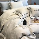 GobekUsa Jacquard Satin & Egyptian Cotton Patchwork Bedding Set - 4pcs