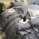 GobekUsa Jacquard Satin & Egyptian Cotton Patchwork Bedding Set - 4pcs