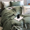 GobekUsa Jacquard Satin & Egyptian Cotton Patchwork Bedding Set - 4pcs