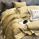 GobekUsa Jacquard Satin & Egyptian Cotton Patchwork Bedding Set - 4pcs