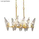 GobekUsa Gold Lattice Glass Candelabra Suspension Lamp - 8-Head Postmodern Island Lighting for Dining Room