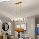 GobekUsa Gold Lattice Glass Candelabra Suspension Lamp - 8-Head Postmodern Island Lighting for Dining Room
