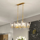 GobekUsa Gold Lattice Glass Candelabra Suspension Lamp - 8-Head Postmodern Island Lighting for Dining Room