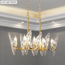GobekUsa Gold Lattice Glass Candelabra Suspension Lamp - 8-Head Postmodern Island Lighting for Dining Room