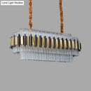 GobekUsa Gold LED Island Chandelier: Contemporary Oval Clear Glass Tubes Ceiling Lamp
