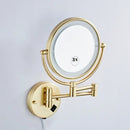 GobekUsa Gold LED Wall Mounted Makeup Mirror 3X/1X Folding Square Cosmetic Mirror