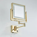 GobekUsa Gold LED Wall Mounted Makeup Mirror 3X/1X Folding Square Cosmetic Mirror