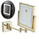 GobekUsa Gold LED Wall Mounted Makeup Mirror 3X/1X Folding Square Cosmetic Mirror