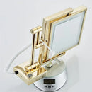 GobekUsa Gold LED Wall Mounted Makeup Mirror 3X/1X Folding Square Cosmetic Mirror