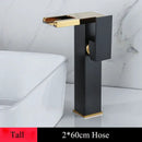 GobekUsa LED Waterfall Basin Faucet Brass Temperature Colors Change Mixer Tap